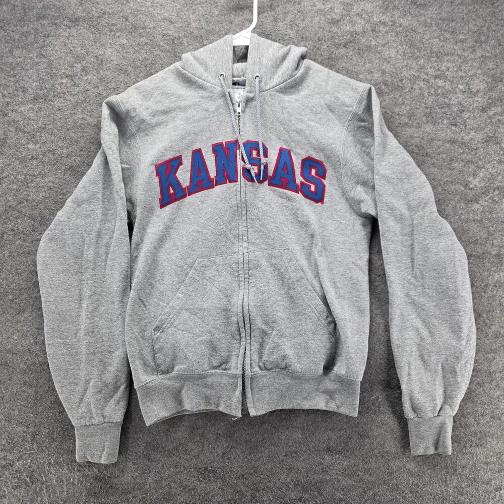 Kansas Sweatshirt Mens XS Gray NCAA Basketball Full Zip Hoodie Champion Honduras